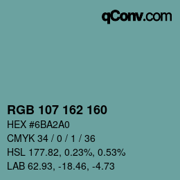 Color code: RGB 107 162 160 | qconv.com