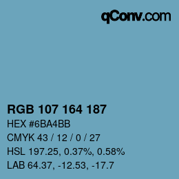 Color code: RGB 107 164 187 | qconv.com