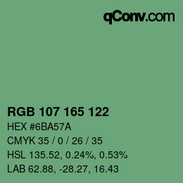 Color code: RGB 107 165 122 | qconv.com