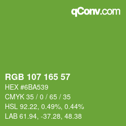 Color code: RGB 107 165 57 | qconv.com