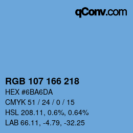 Color code: RGB 107 166 218 | qconv.com