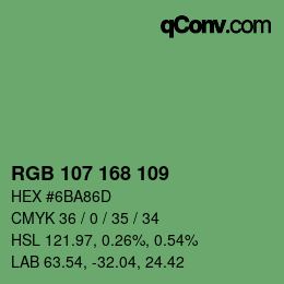 颜色代码: RGB 107 168 109 | qconv.com