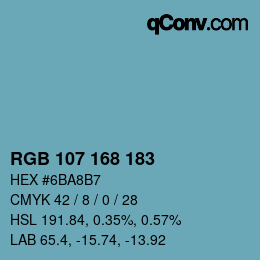 Farbcode: RGB 107 168 183 | qconv.com