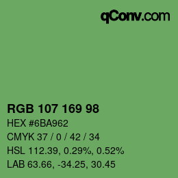 颜色代码: RGB 107 169 98 | qconv.com