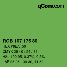 颜色代码: RGB 107 175 80 | qconv.com
