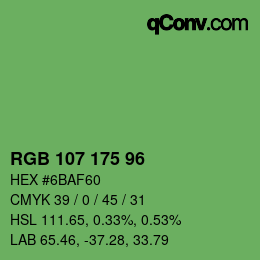 Color code: RGB 107 175 96 | qconv.com