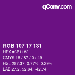 カラーコード: RGB 107 17 131 | qconv.com
