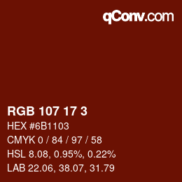 Color code: RGB 107 17 3 | qconv.com