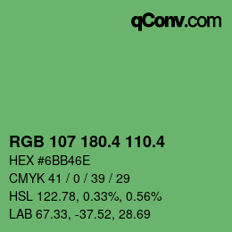 カラーコード: RGB 107 180.4 110.4 | qconv.com
