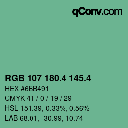 カラーコード: RGB 107 180.4 145.4 | qconv.com