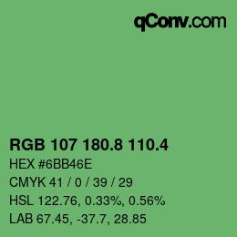 カラーコード: RGB 107 180.8 110.4 | qconv.com