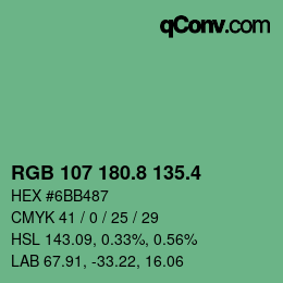 カラーコード: RGB 107 180.8 135.4 | qconv.com