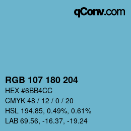 Farbcode: RGB 107 180 204 | qconv.com