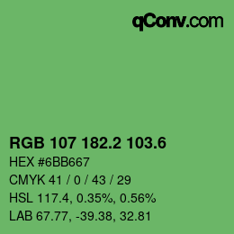 カラーコード: RGB 107 182.2 103.6 | qconv.com