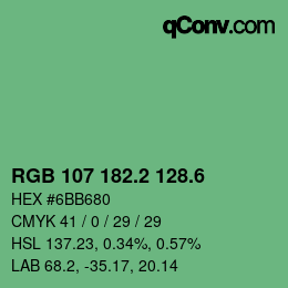 カラーコード: RGB 107 182.2 128.6 | qconv.com