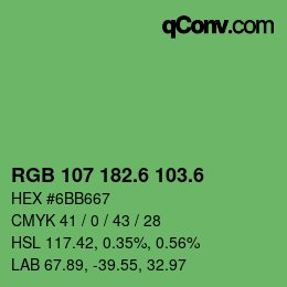 カラーコード: RGB 107 182.6 103.6 | qconv.com