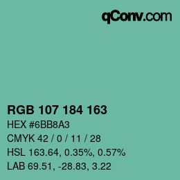 Color code: RGB 107 184 163 | qconv.com