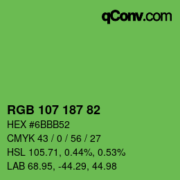 Color code: RGB 107 187 82 | qconv.com