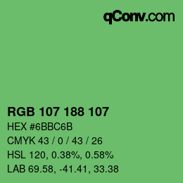 Color code: RGB 107 188 107 | qconv.com