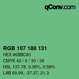 Color code: RGB 107 188 131 | qconv.com