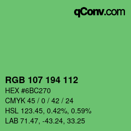 Color code: RGB 107 194 112 | qconv.com