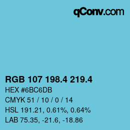 カラーコード: RGB 107 198.4 219.4 | qconv.com