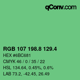 カラーコード: RGB 107 198.8 129.4 | qconv.com