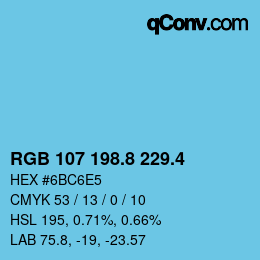 カラーコード: RGB 107 198.8 229.4 | qconv.com