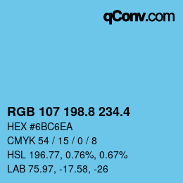 カラーコード: RGB 107 198.8 234.4 | qconv.com