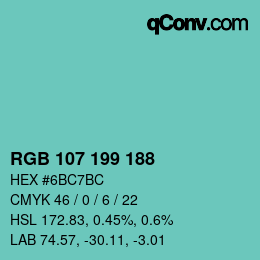 Color code: RGB 107 199 188 | qconv.com