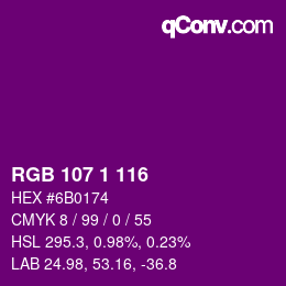 カラーコード: RGB 107 1 116 | qconv.com