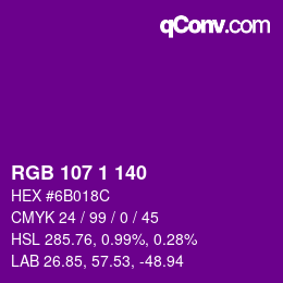 カラーコード: RGB 107 1 140 | qconv.com