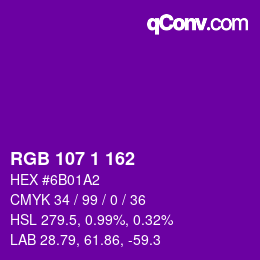 カラーコード: RGB 107 1 162 | qconv.com