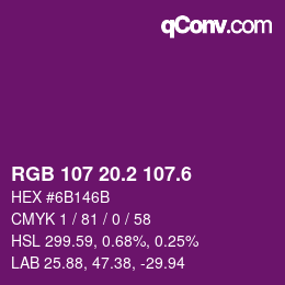 カラーコード: RGB 107 20.2 107.6 | qconv.com