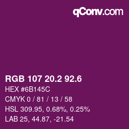 カラーコード: RGB 107 20.2 92.6 | qconv.com