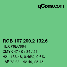 カラーコード: RGB 107 200.2 132.6 | qconv.com