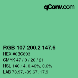 カラーコード: RGB 107 200.2 147.6 | qconv.com