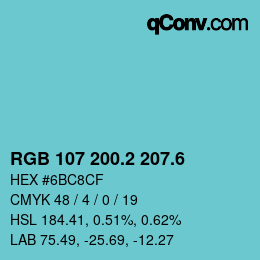カラーコード: RGB 107 200.2 207.6 | qconv.com