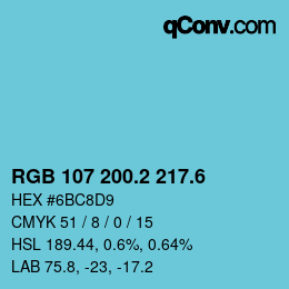 カラーコード: RGB 107 200.2 217.6 | qconv.com