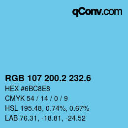 カラーコード: RGB 107 200.2 232.6 | qconv.com