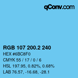カラーコード: RGB 107 200.2 240 | qconv.com