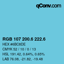 カラーコード: RGB 107 200.6 222.6 | qconv.com