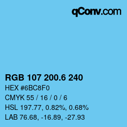カラーコード: RGB 107 200.6 240 | qconv.com