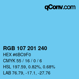 Color code: RGB 107 201 240 | qconv.com