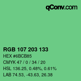 Color code: RGB 107 203 133 | qconv.com