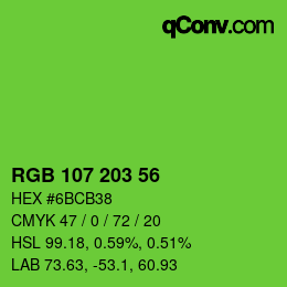 Color code: RGB 107 203 56 | qconv.com