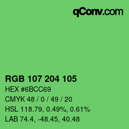 Color code: RGB 107 204 105 | qconv.com