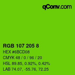 Color code: RGB 107 205 8 | qconv.com