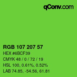 Color code: RGB 107 207 57 | qconv.com