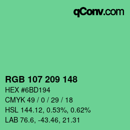Color code: RGB 107 209 148 | qconv.com